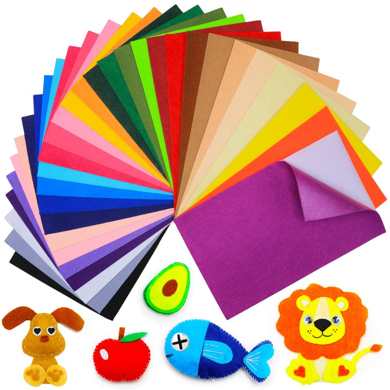 Multi-Colored Felt Sheets, Self-Adhesive Felt Sheets, 30pcs 7"x11.3"(Close to A4 Size - 18x28.5 cm, Pre-Cut Felt Sheets for Crafts,Craft Felt Fabric Sheets.